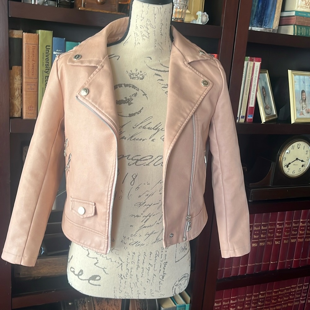 Pink leather jacket for girls.